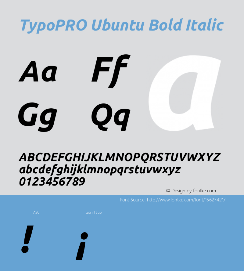 TypoPRO Ubuntu Bold Italic 0.83 Font Sample