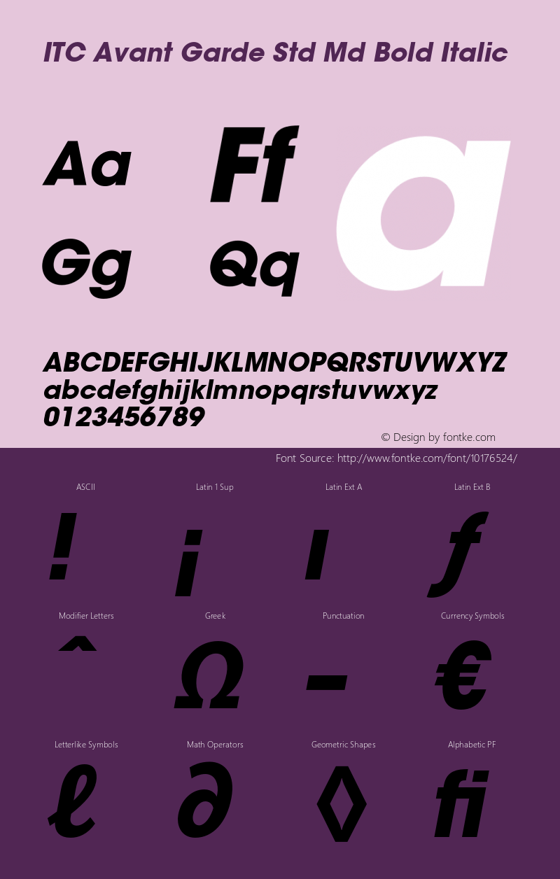 ITC Avant Garde Std Md Bold Italic OTF 1.018;PS 001.001;Core 1.0.31;makeotf.lib1.4.1585 Font Sample