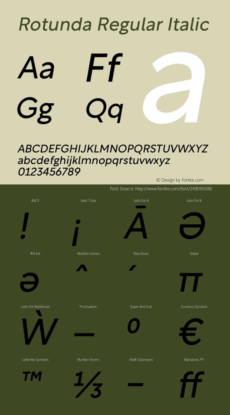 Rotunda-RegularItalic 1.0图片样张