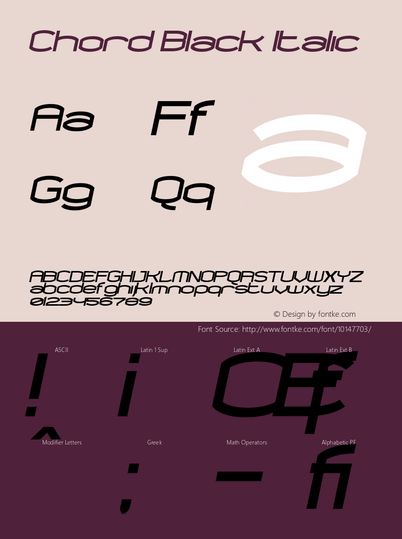 Chord Black Italic Version 001.000 Font Sample