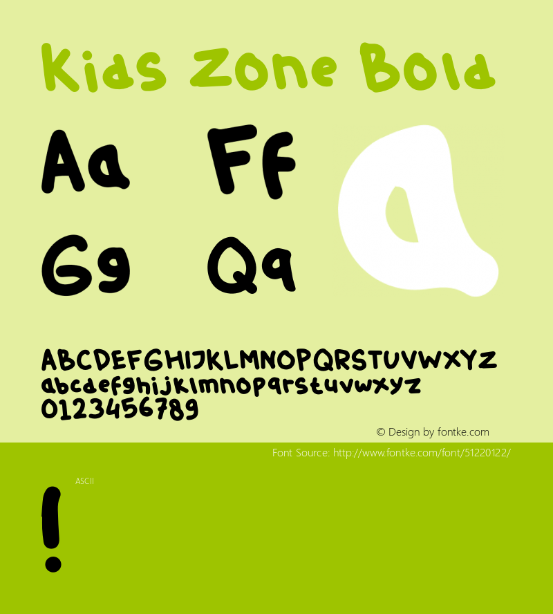 Kids Zone Bold Version 1.001;Fontself Maker 1.1.1 Font Sample