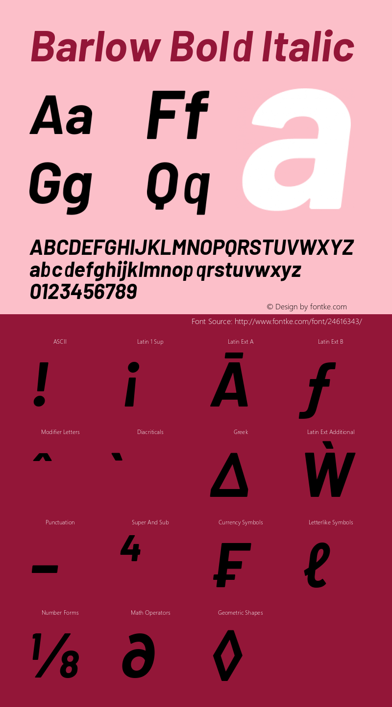 Barlow Bold Italic Version 1.200 Font Sample