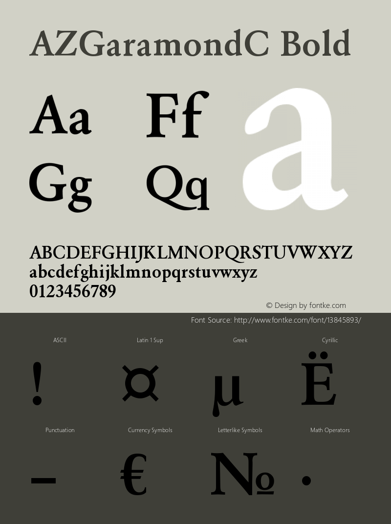 AZGaramondC Bold OTF 1.0;PS 001.010;Core 116;AOCW 1.0 161 Font Sample