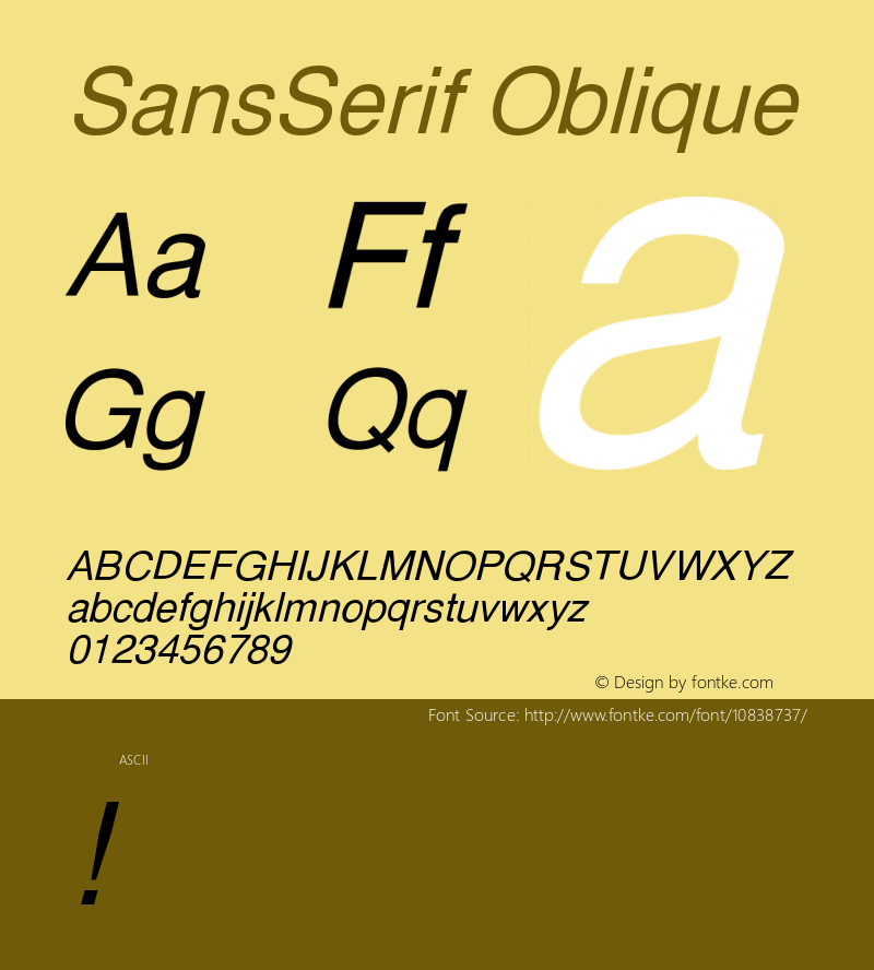 SansSerif Oblique Version 001.000 Font Sample