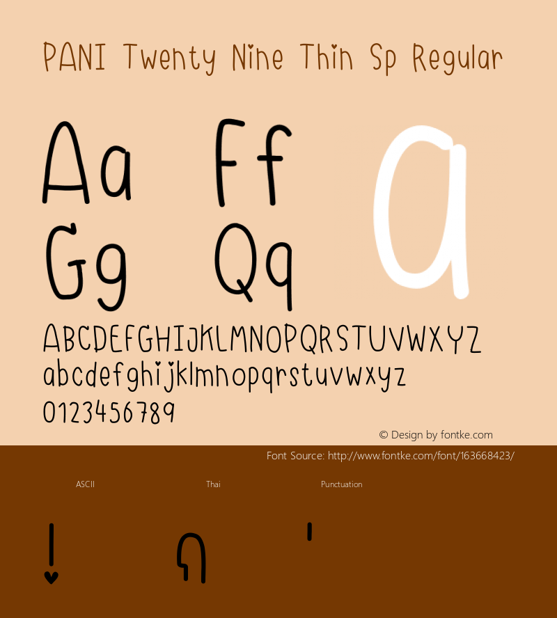 PANI Twenty Nine Thin Sp Version 1.002;February 24, 2021;FontCreator 13.0.0.2683 64-bit Font Sample