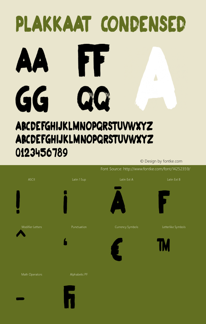 Plakkaat Condensed Version 1.007 Font Sample