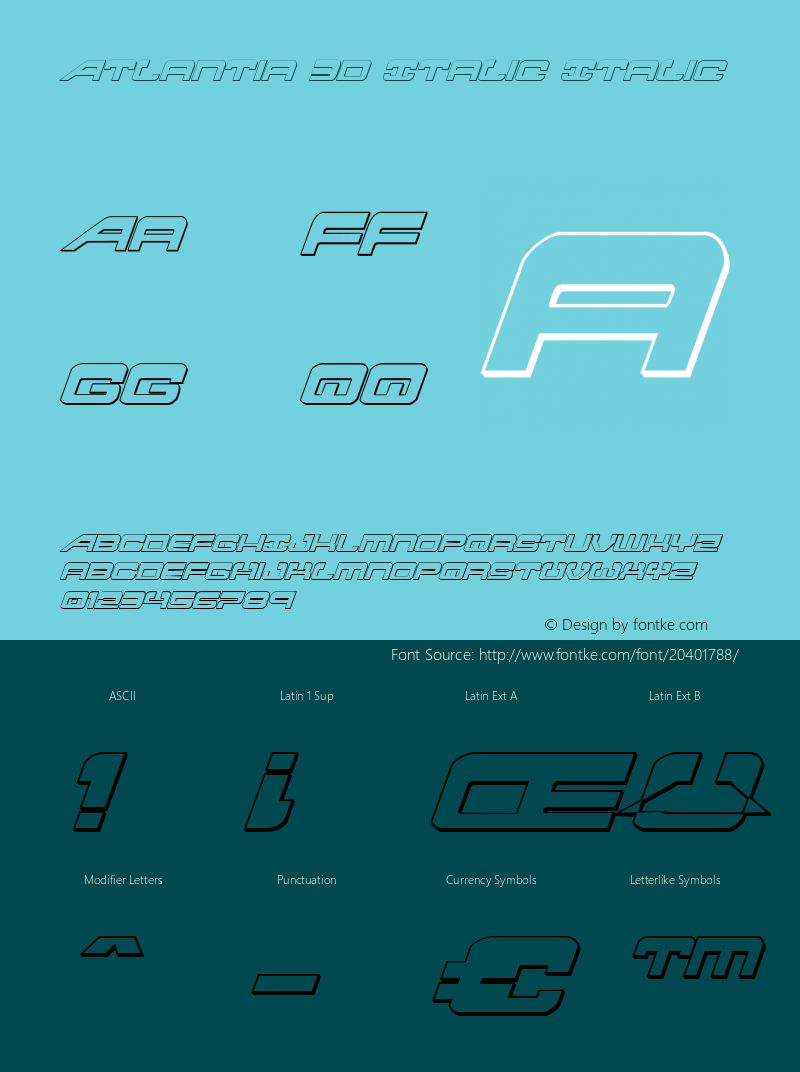 Atlantia 3D Italic 001.000 Font Sample