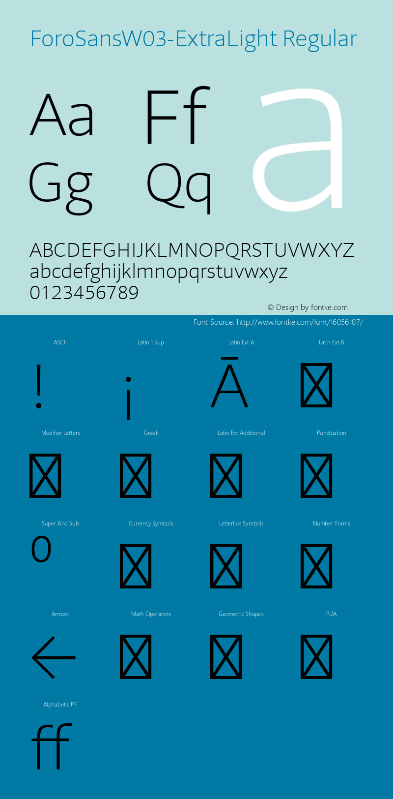 ForoSansW03-ExtraLight Regular Version 1.00 Font Sample