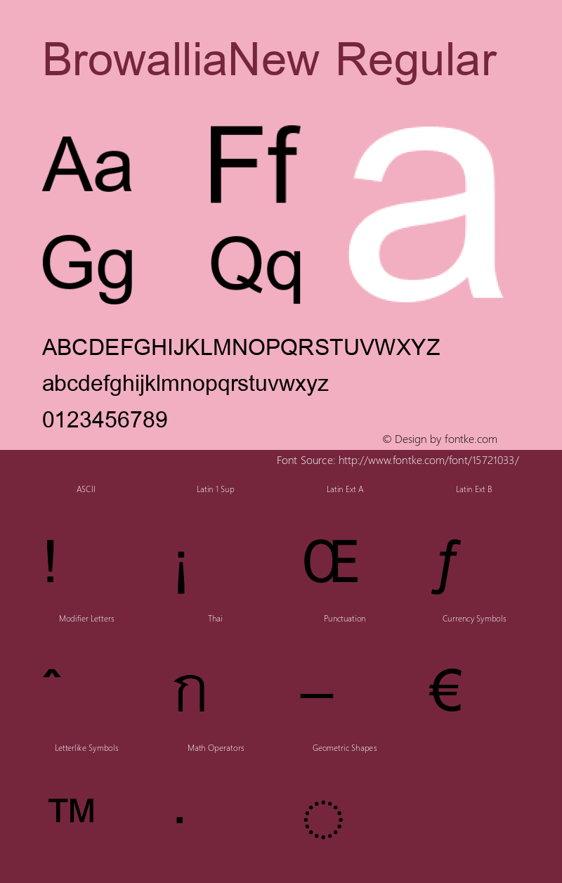 BrowalliaNew Regular Version 5.1 Font Sample