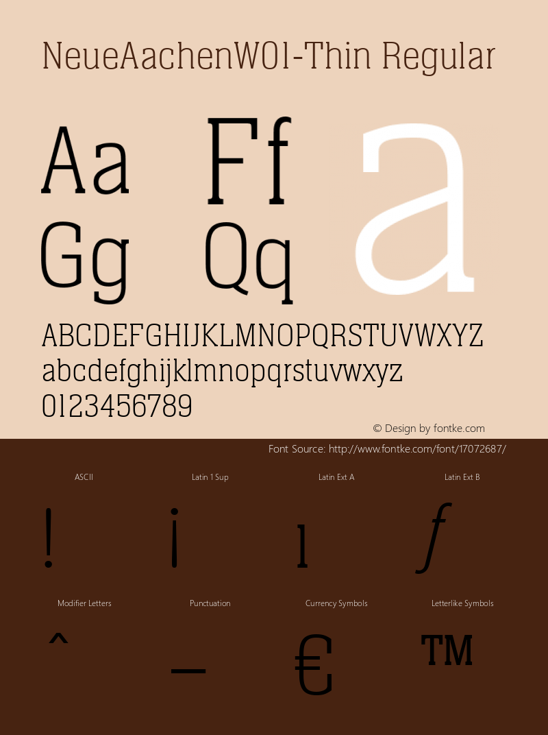 NeueAachenW01-Thin Regular Version 1.00 Font Sample