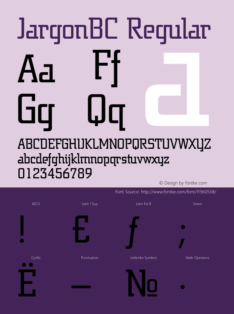 JargonBC Regular Version 001.000 Font Sample