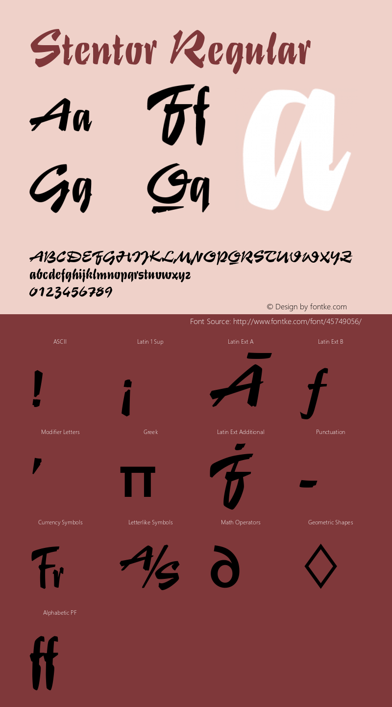 Stentor Version 1.00 Font Sample