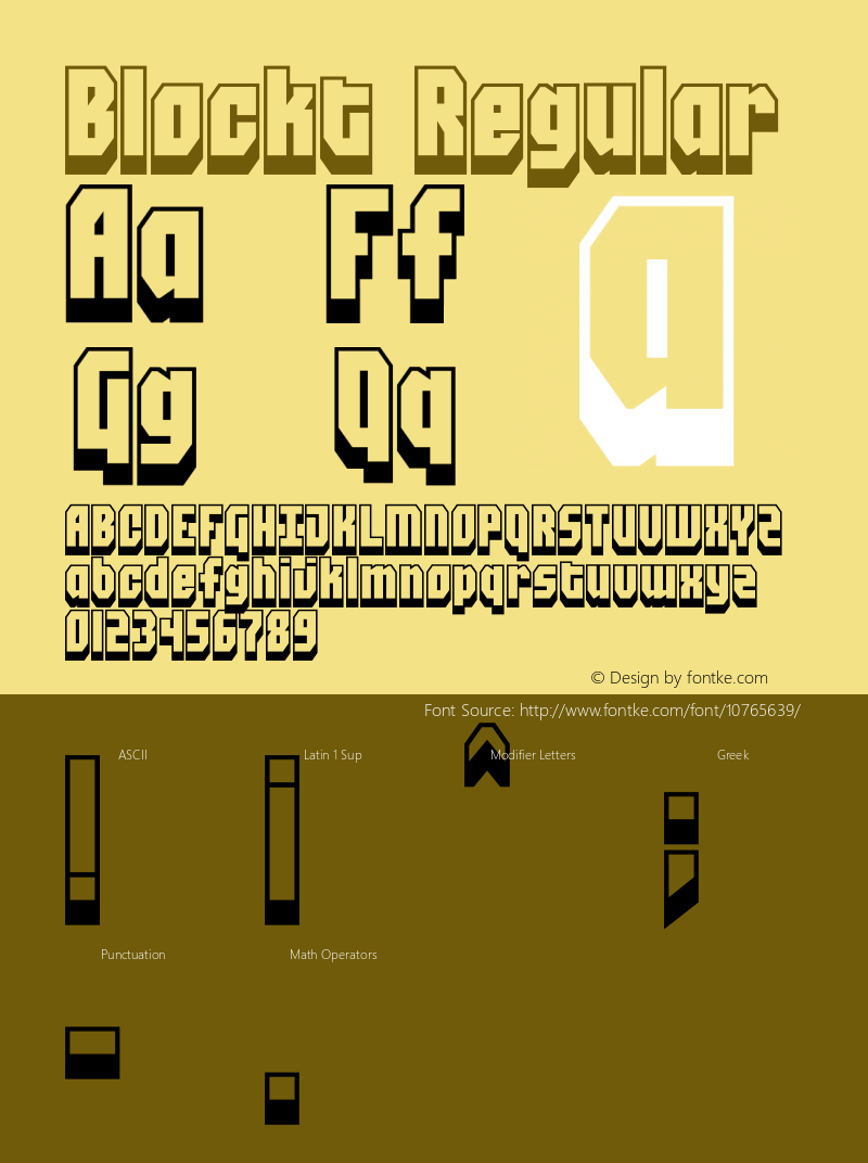 Blockt Regular Version 1.00 August 28, 2014, initial release Font Sample