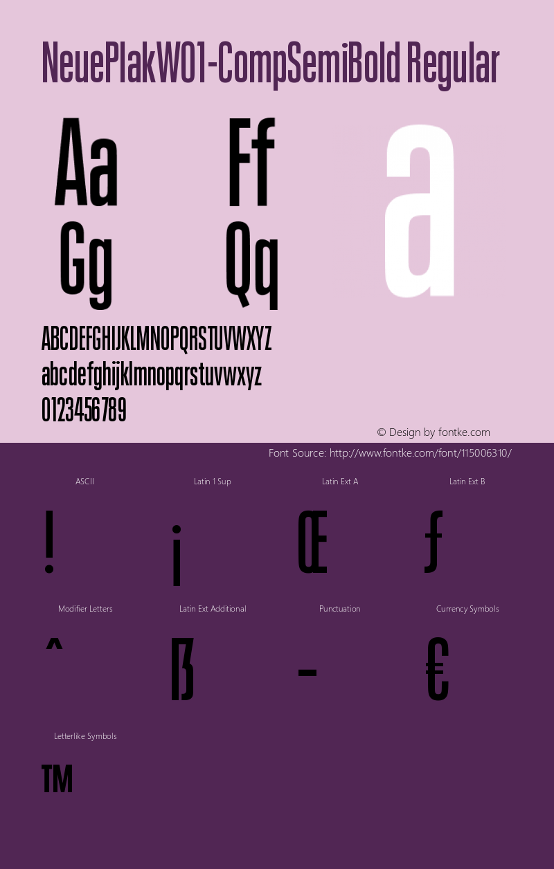 Neue Plak W01 Comp SemiBold Version 1.00 Font Sample