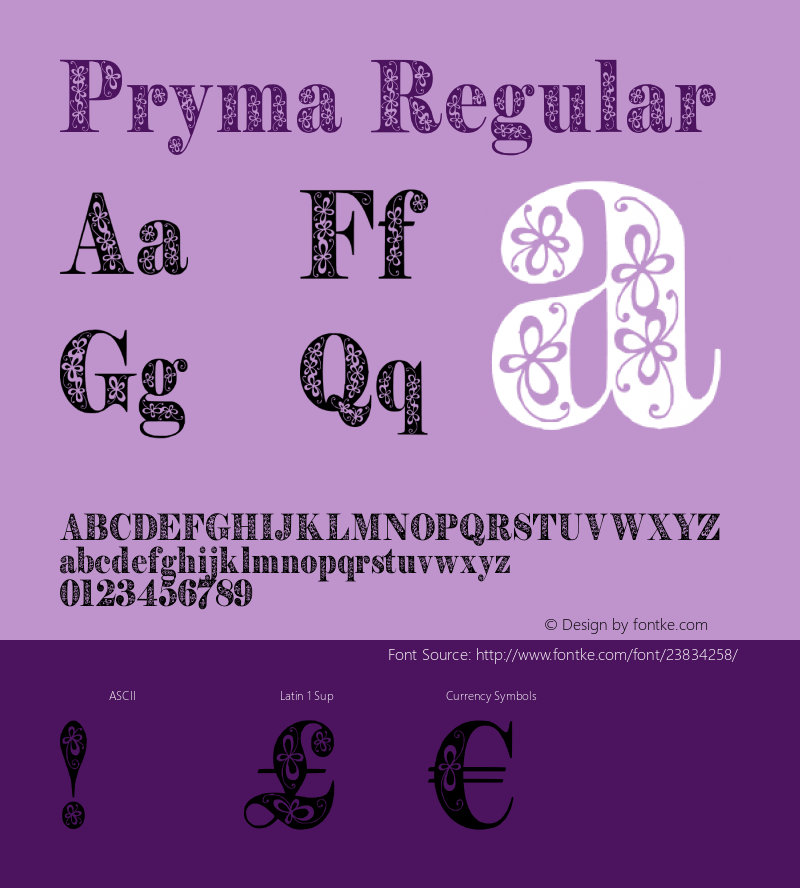 Pryma Regular Version 1.000 Font Sample