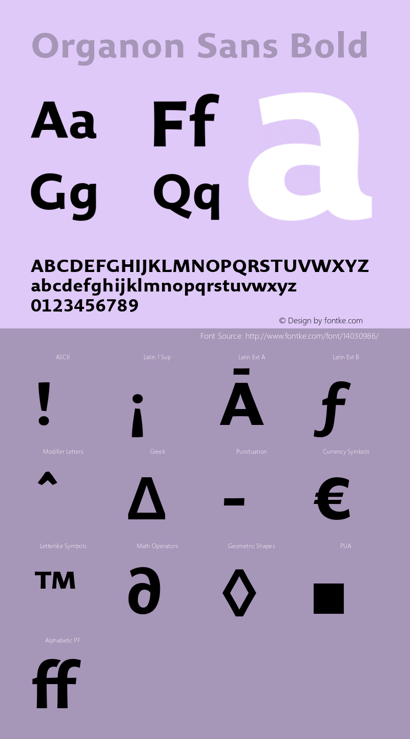 Organon Sans Bold 002.002 Font Sample