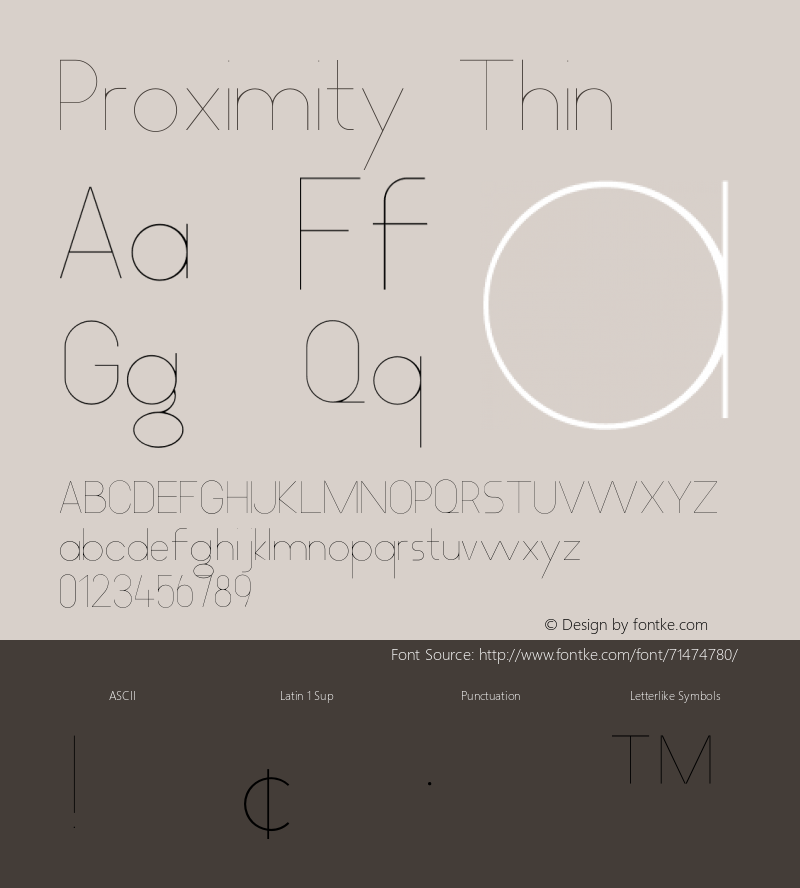 Proximity Thin Version 1.000 Font Sample