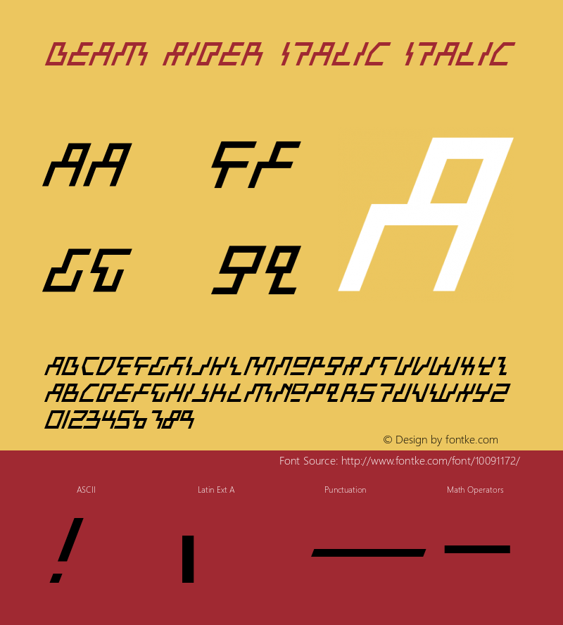 Beam Rider Italic Italic 1 Font Sample