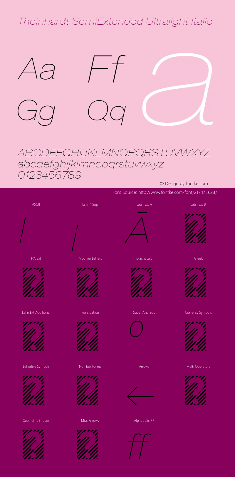 Theinhardt SemiExtended  Ultralight Italic Version 1.002; build 0003图片样张