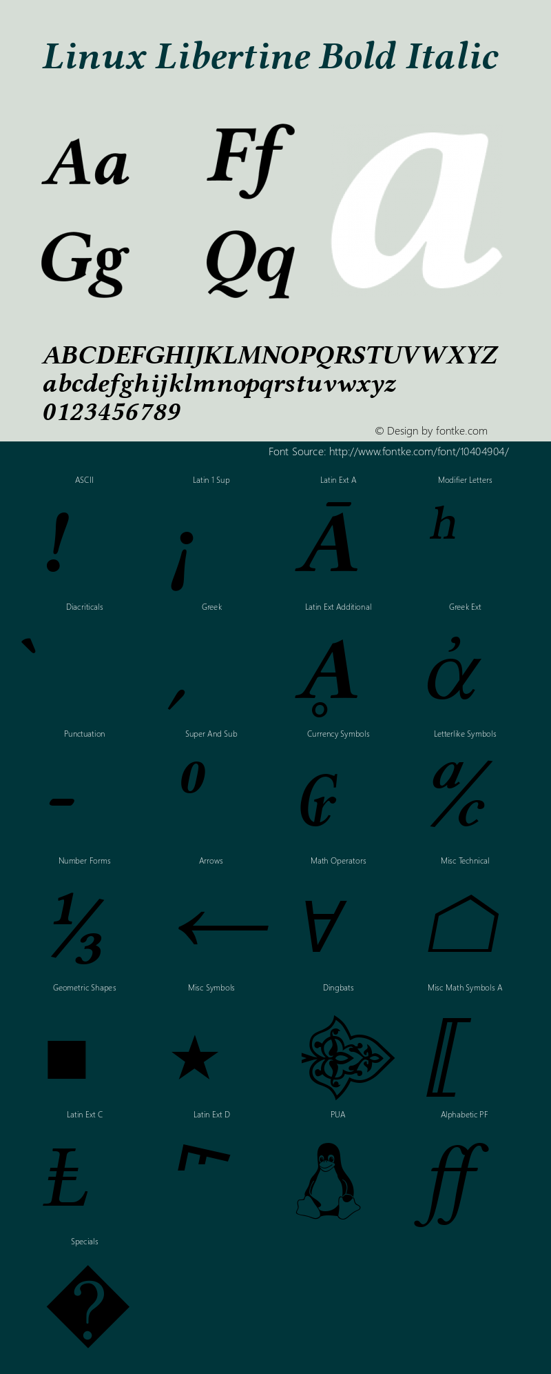 Linux Libertine Bold Italic Version 5.0.4 Font Sample