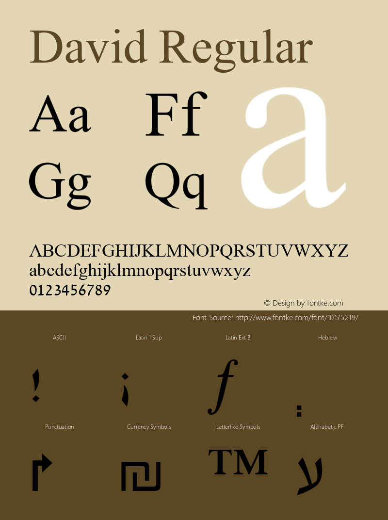 David Regular Version 5.00 Font Sample