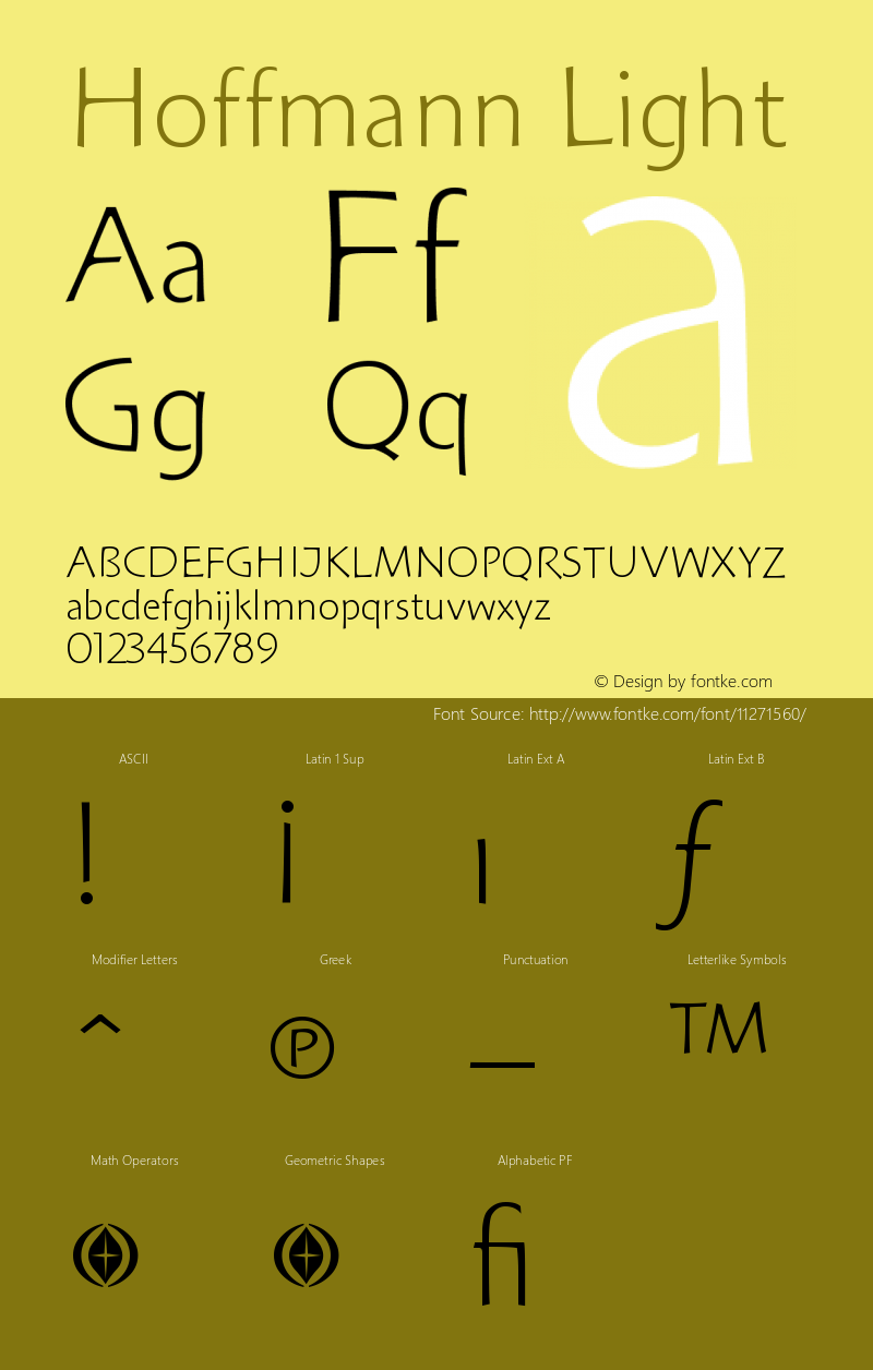 Hoffmann Light Version 001.000 Font Sample