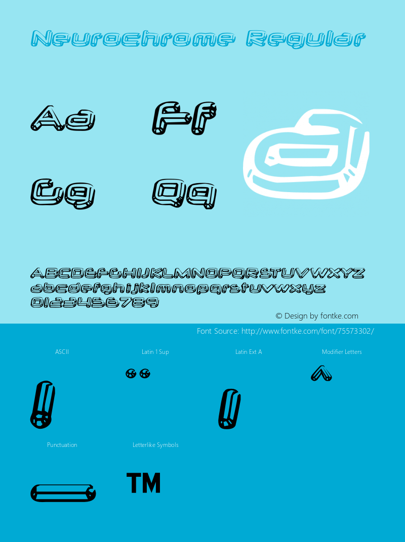 Neurochrome-Regular Version 4.001 Font Sample