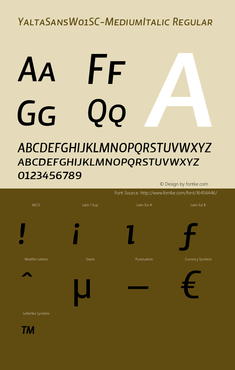 YaltaSansW01SC-MediumItalic Regular Version 1.000 Font Sample