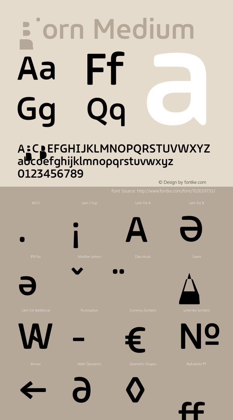 Bjorn Medium Version 1.00 Font Sample