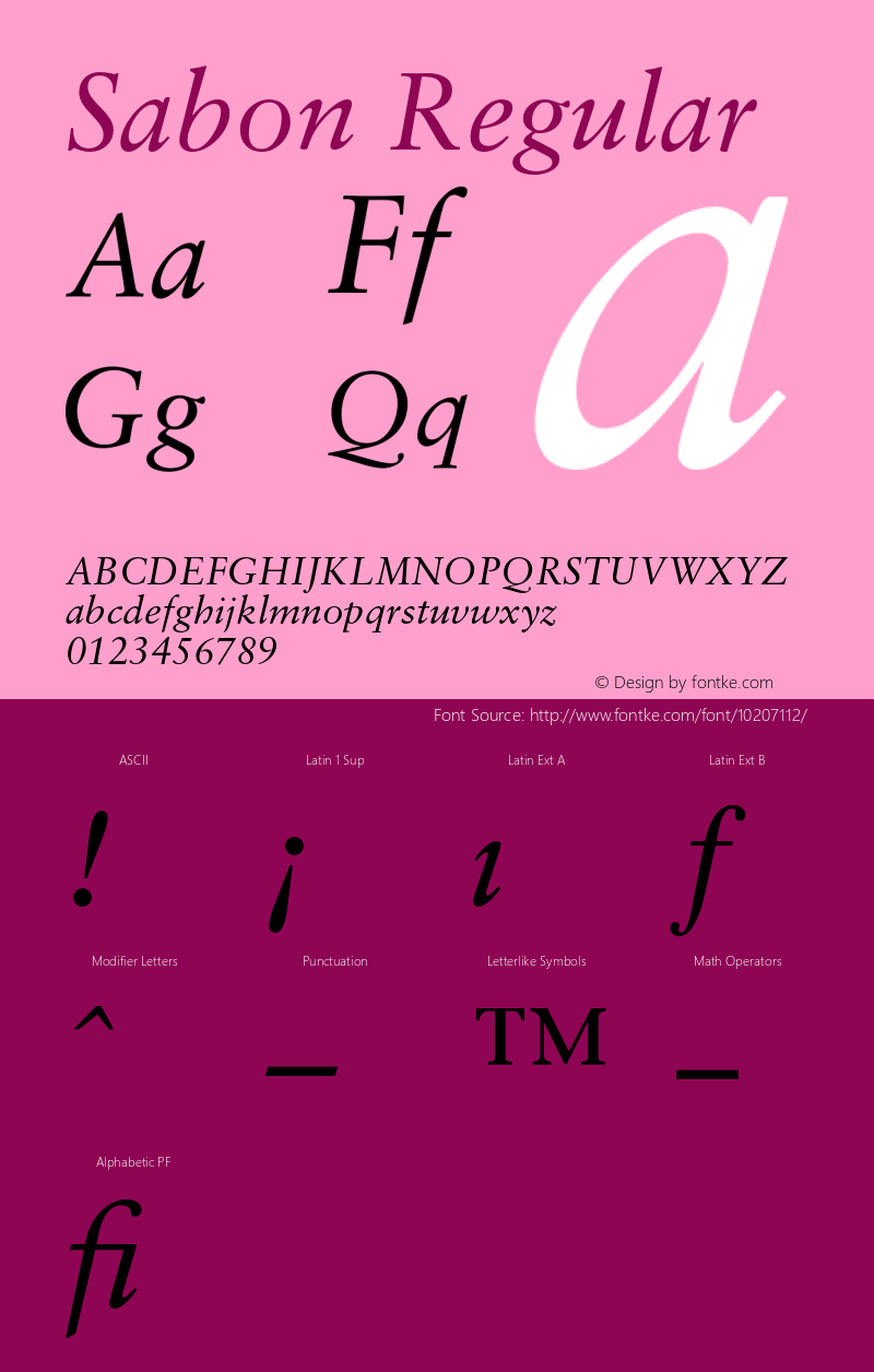 Sabon Regular 001.000 Font Sample