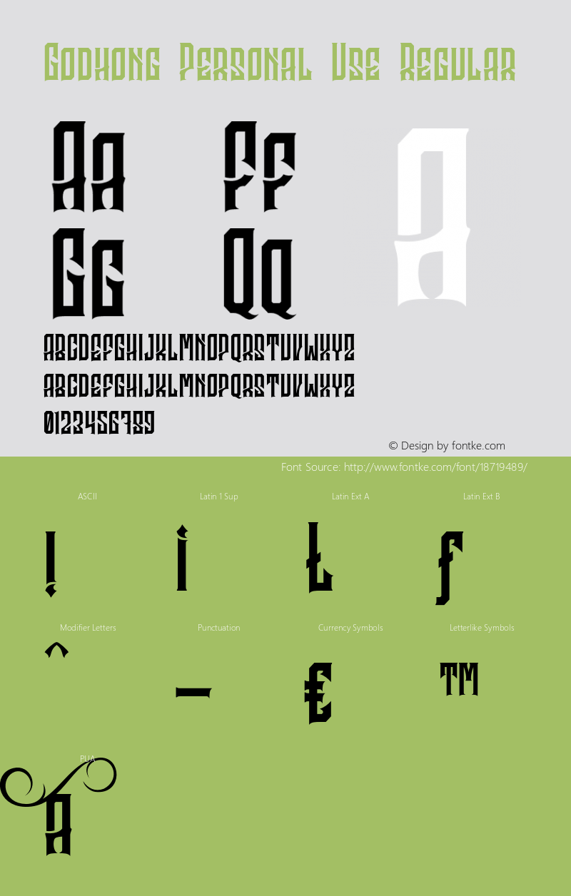 Godhong Personal Use Regular Version 1.000 Font Sample