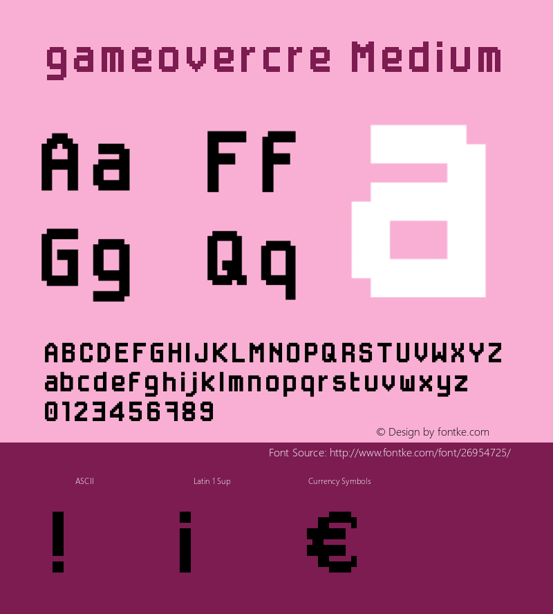 gameovercre Version 001.000 Font Sample