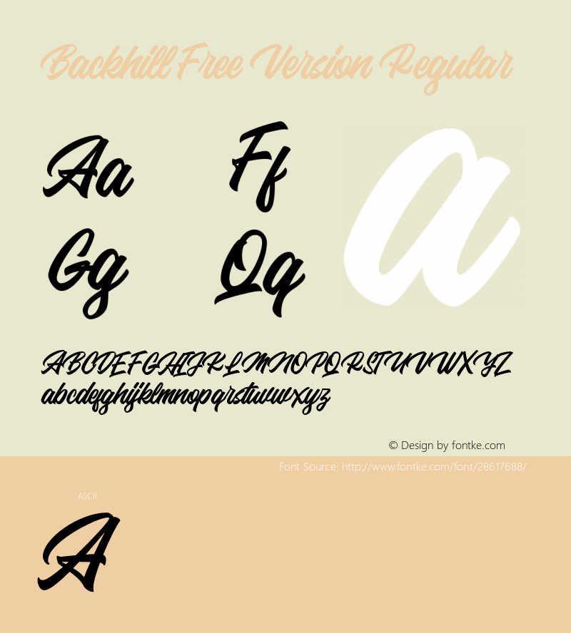 BackhillFreeVersion Version 1.000 Font Sample