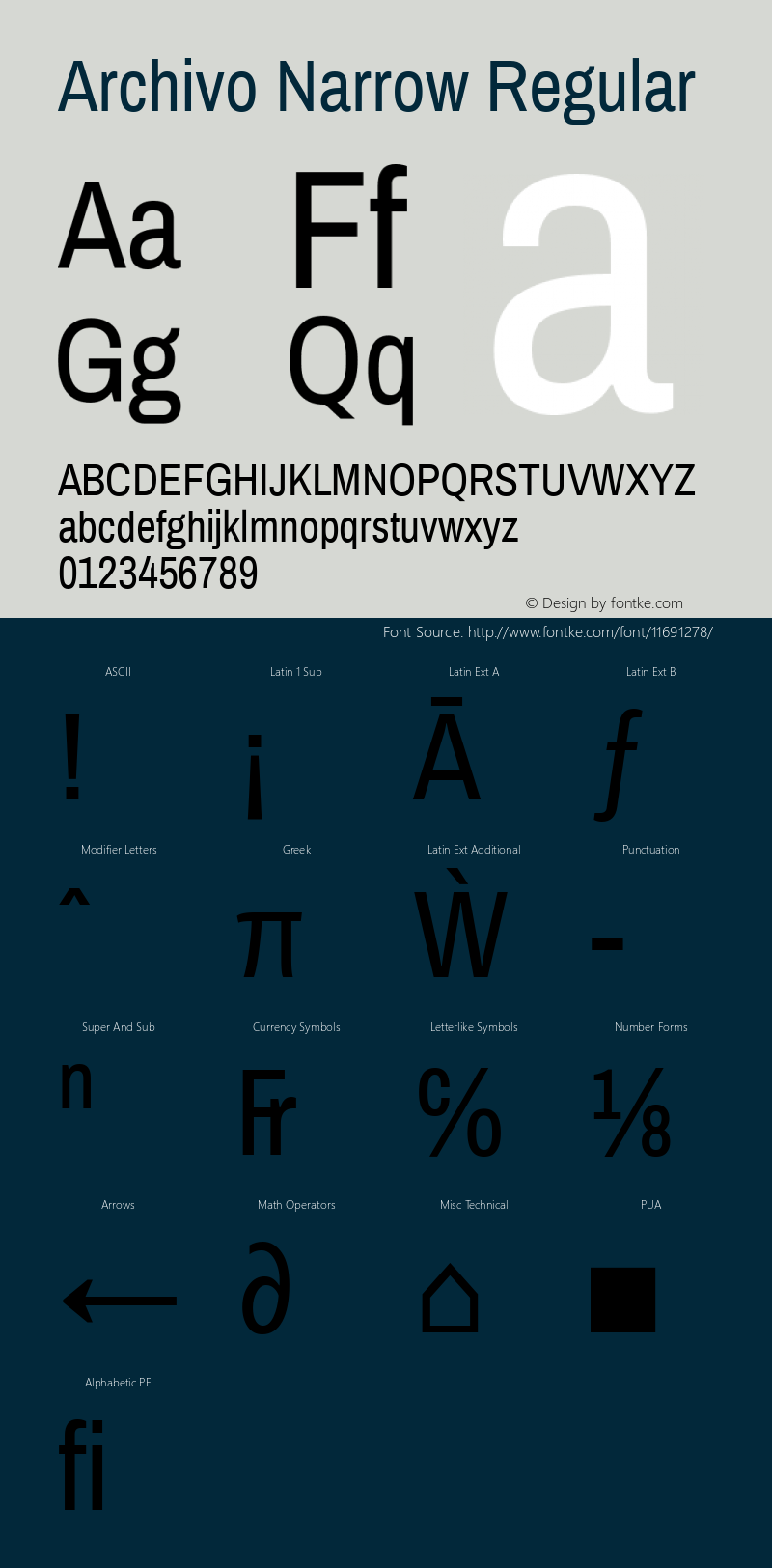 Archivo Narrow Regular 1.002 Font Sample