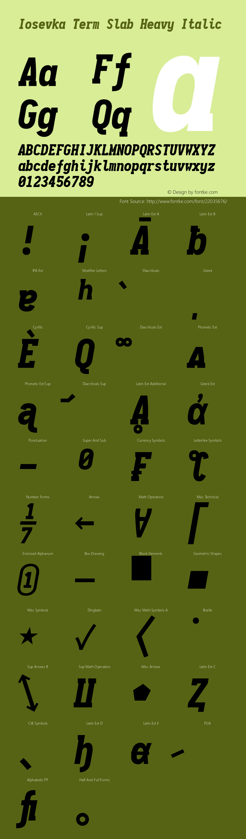 Iosevka Term Slab Heavy Italic 1.13.0; ttfautohint (v1.6) Font Sample