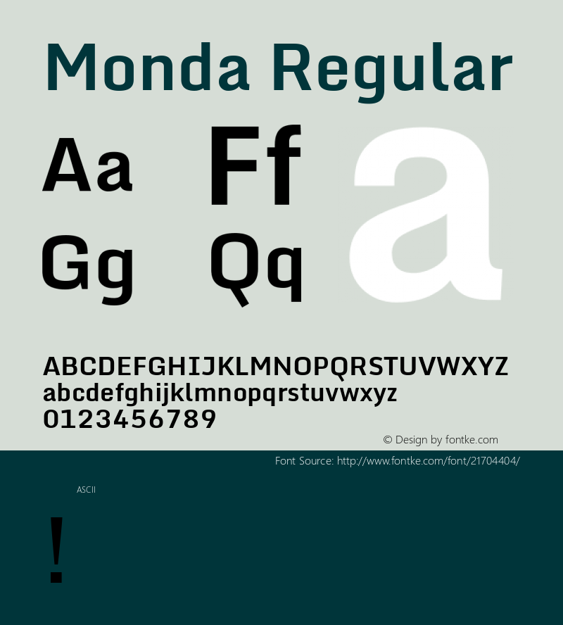 Monda Version 1.0 Font Sample