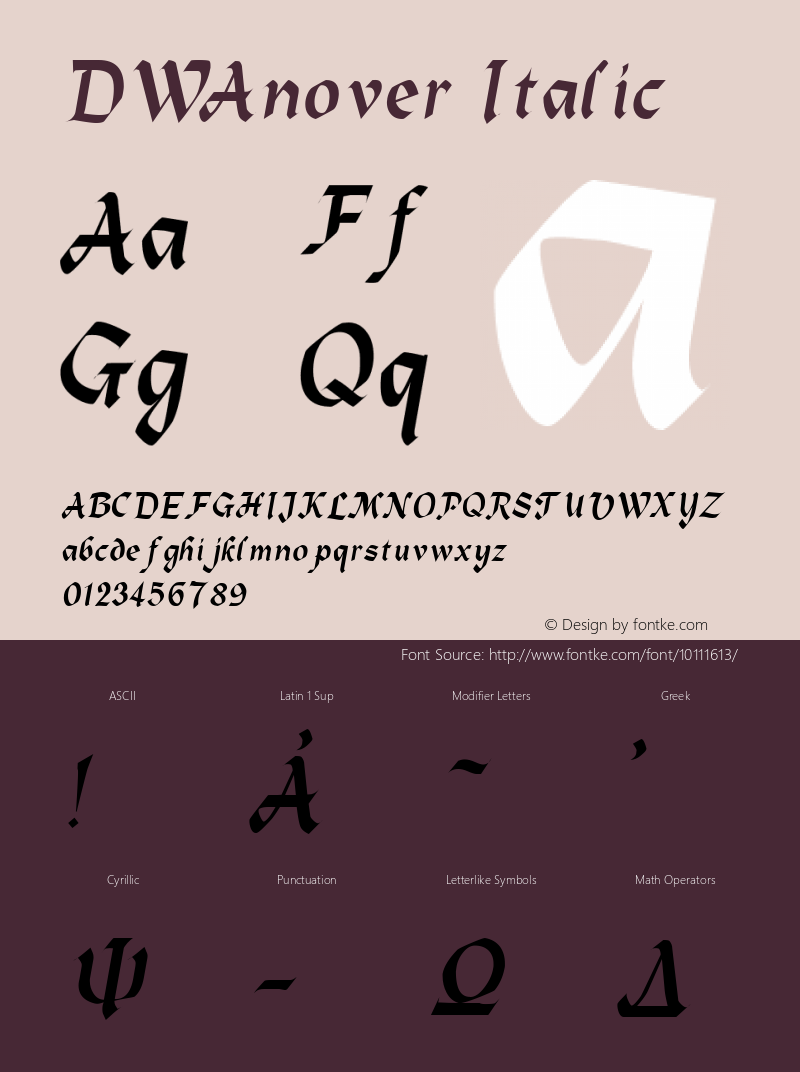 DWAnover Italic 10/23/2002 Font Sample