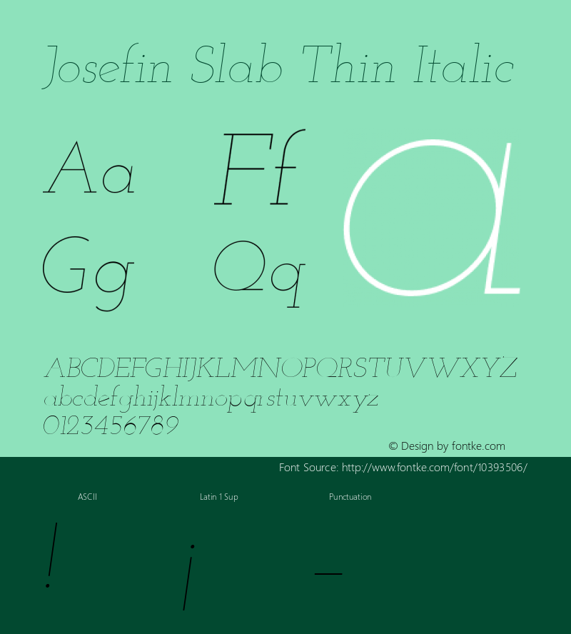 Josefin Slab Thin Italic Unknown Font Sample