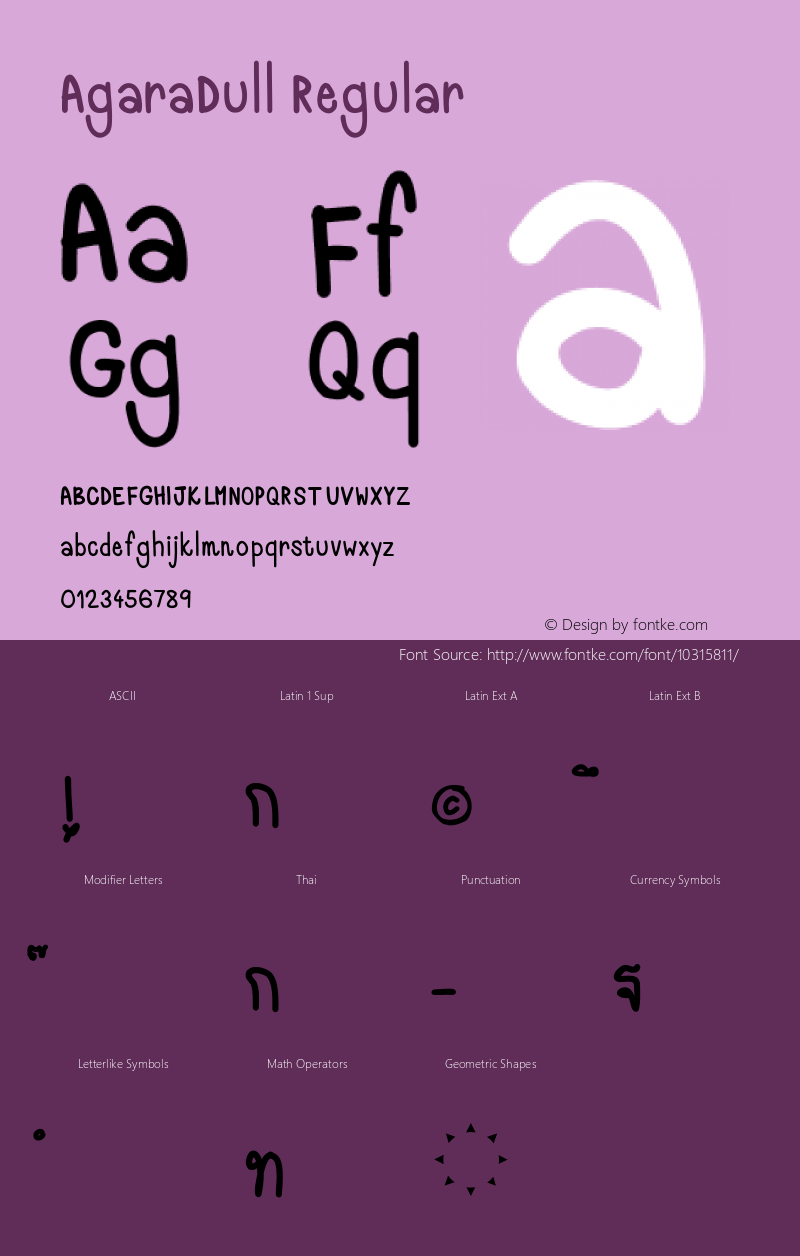 AgaraDull Regular Version 1.000 2005 initial release Font Sample