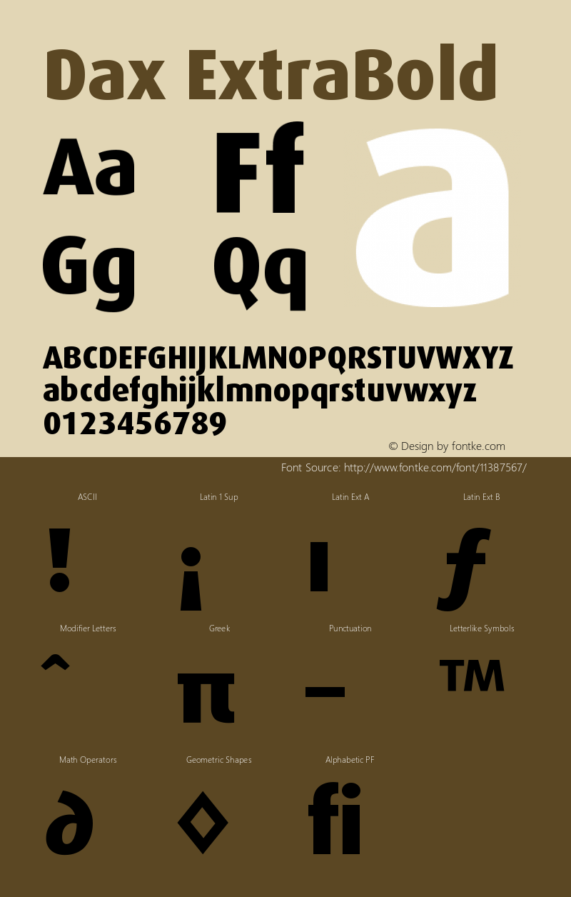 Dax ExtraBold Version 001.000 Font Sample