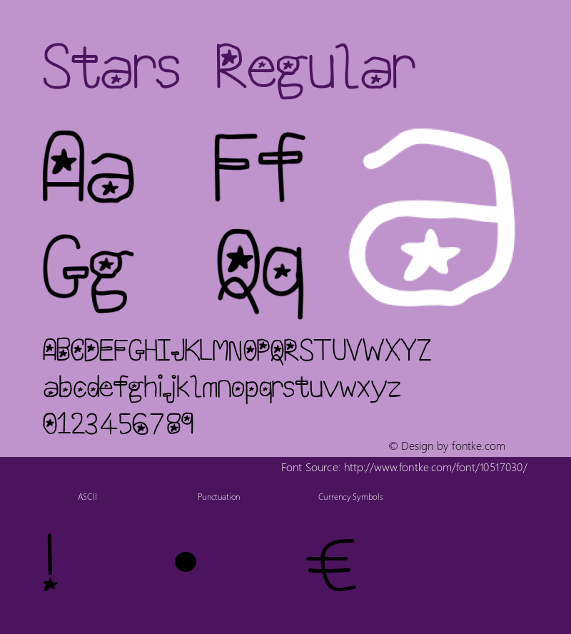 Stars Regular Unknown Font Sample