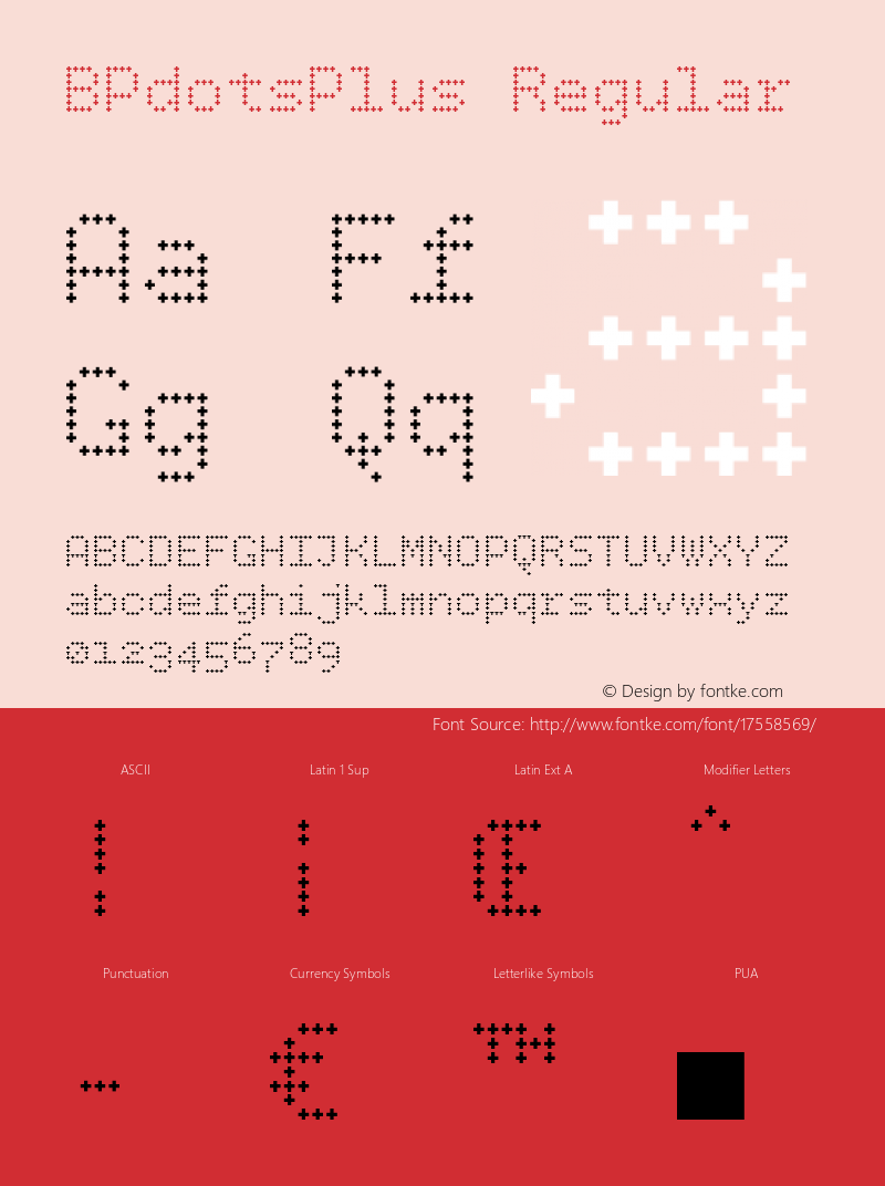 BPdotsPlus Regular Version 1.000 Font Sample