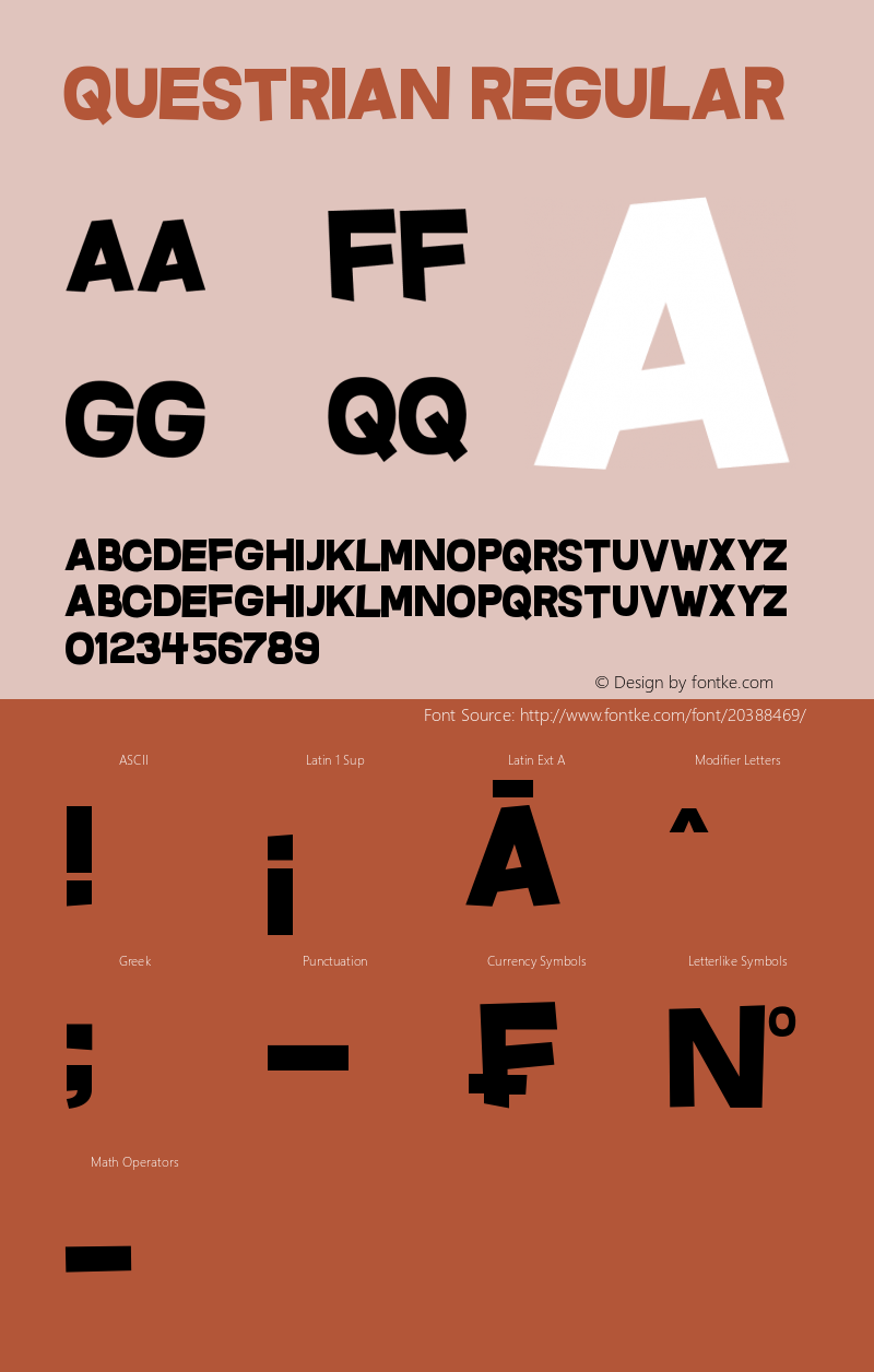 Questrian Version 1.00 May 1, 2014, initial release Font Sample