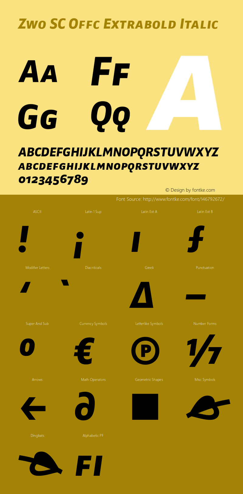 Zwo SC Offc Extrabold Italic Version 7.504; 2010; Build 1023 Font Sample