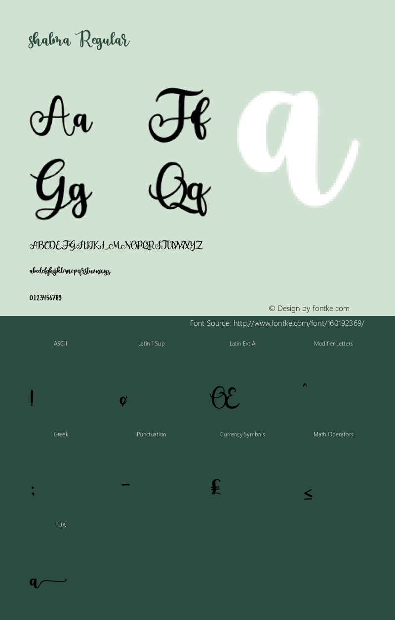 shalma Version 1.00;April 21, 2020;FontCreator 12.0.0.2525 64-bit Font Sample