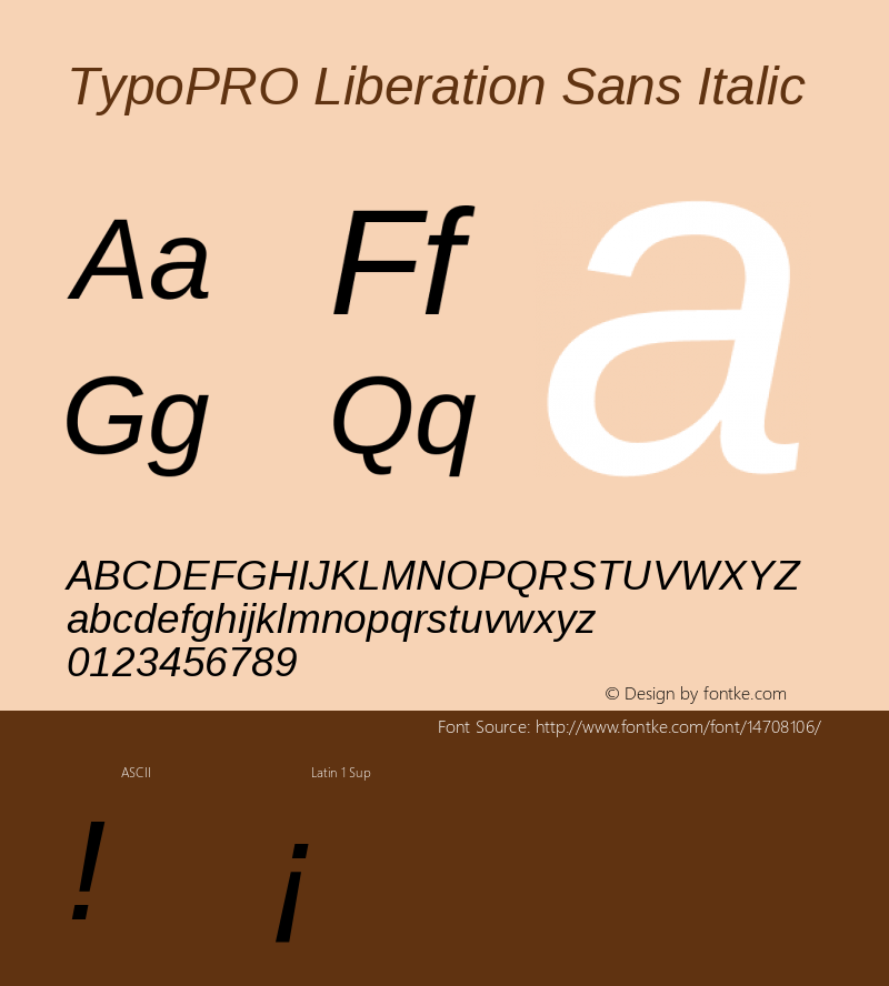TypoPRO Liberation Sans Italic Version 2.00.1 Font Sample