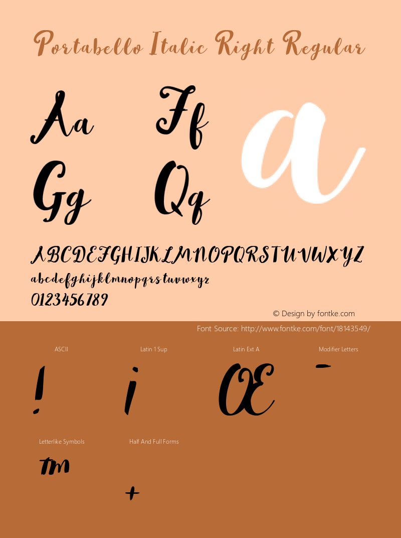 Portabello Italic Right Regular Version 1.0 Font Sample