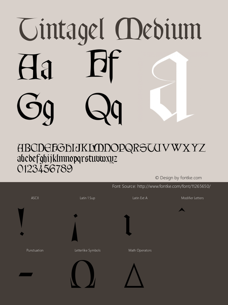 Tintagel Medium Version 001.001 Font Sample