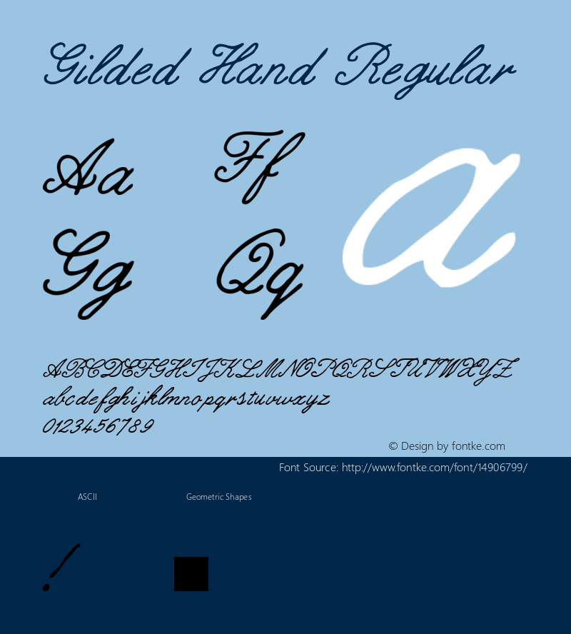 Gilded Hand Regular Version 1.001;PS 001.001;hotconv 1.0.56;makeotf.lib2.0.21325 Font Sample