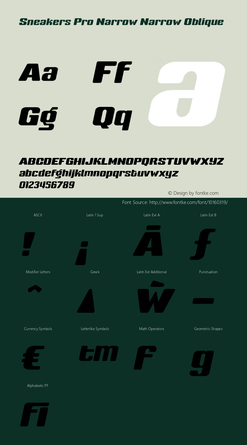 Sneakers Pro Narrow Narrow Oblique 001.000 Font Sample